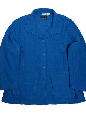 LL BEAN Vintage WOOL Jacket Blue BELLANDI Italy Fabric Coat Womens 2X